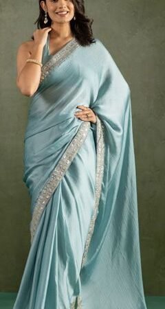 Powder Blue Chiffon Saree with Sequin Border