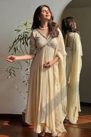 Ivory Embellished Anarkali Suit Set