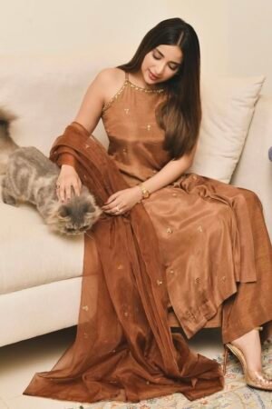 Copper Brown Embellished Festive Kurta Set