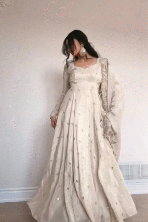 Elegant Off-White Anarkali Suit with Dupatta