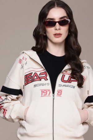 Typography Printed Hooded Sweatshirt