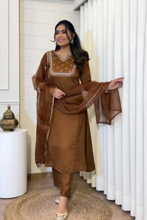 Ethnic Motifs Embroidered A-Line Kurta Set