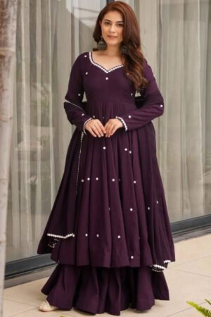 Georgette Purple Anarkali Suit