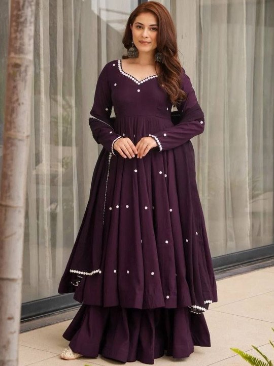 Georgette Purple Anarkali Suit
