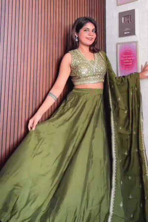 Pure Chanderi Plain Zari Weaving Lehenga Choli