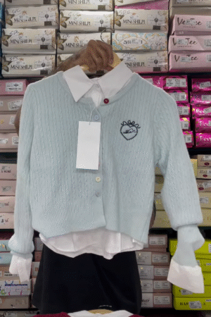 Light Blue Button-Down Knit Cardigan