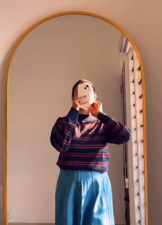 Striped Knit Sweater Look