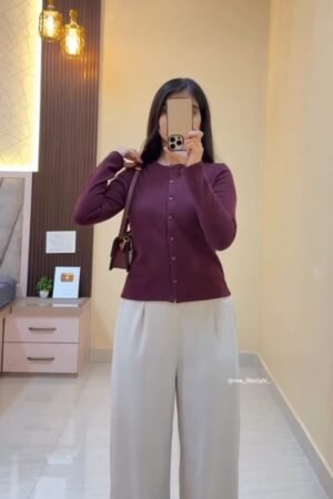 Elegant Plum Cardigan Look