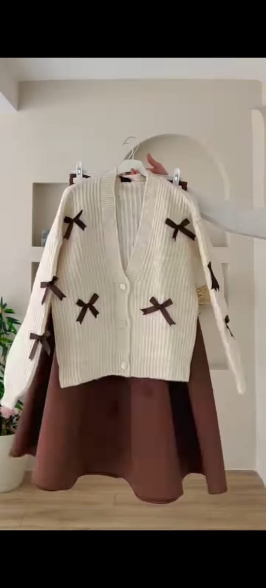 Pastel Knit Cardigan & Pink Skirt Co-ord Set - Image 2