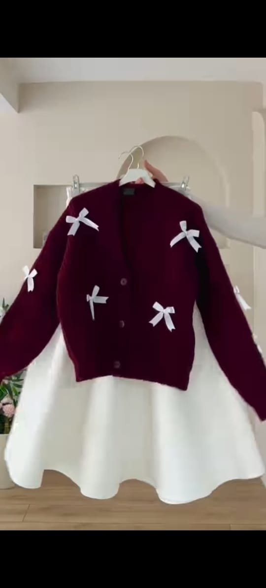 Pastel Knit Cardigan & Pink Skirt Co-ord Set - Image 3