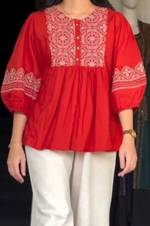 Red Embroidered Kurti